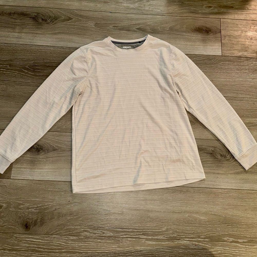 DKNY Men's Long Sleeve Shirt Crewneck Size XL- Light Gray